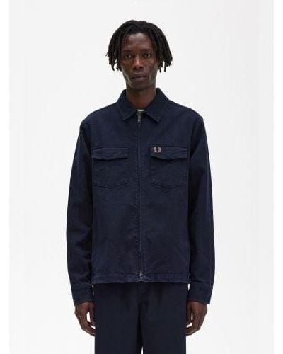 Fred Perry Heavy Twill Overshirt - Blue