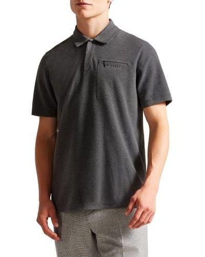 Ted Baker Marl Wave Short Sleeve Polo Shirt - Black