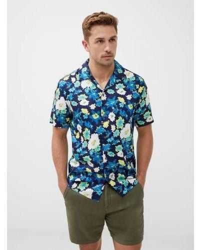 French Connection Base Floral Print Revere Collar Shirt - Blue
