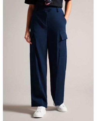 Ted Baker High Waisted Wide Leg Cargo Pant - Blue