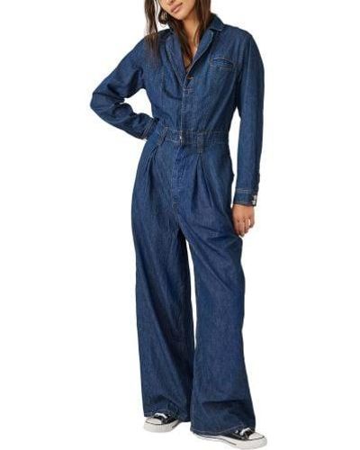 Free People The Franklin Tailored Jumpsuit - Blue