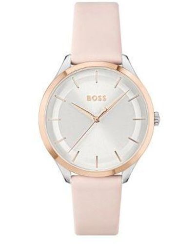 BOSS Leather Pura Watch - White