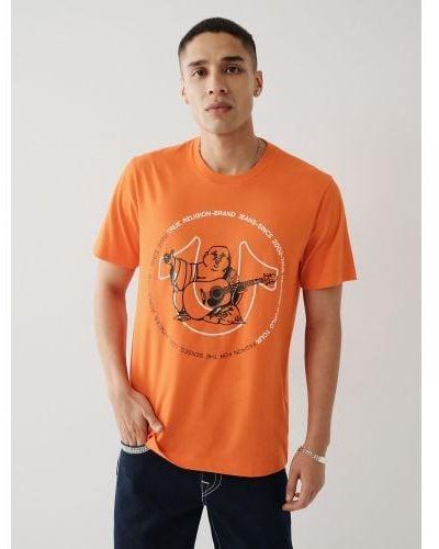 True Religion Puffins Bill Two Tone Buddha T-Shirt - Orange