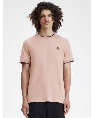 Fred Perry Dark Dusty Rose Twin Tipped T-Shirt - Pink