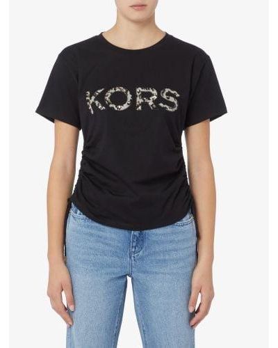 Michael Kors Ruched Sequin T-Shirt - Black