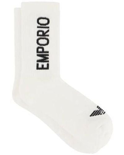Emporio Armani 2-Pack Logo Tape Sock - White