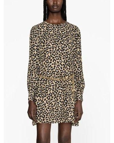 Michael Kors Khaki Cheetah Mini Dress - Brown