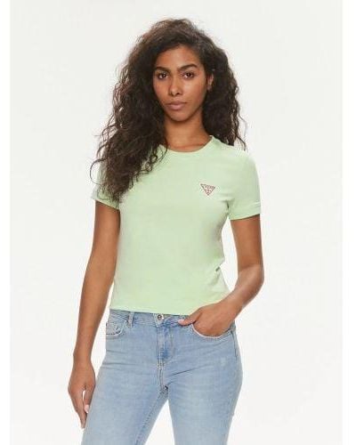 Guess Spring Day Embroidered Triangle Logo T-Shirt - Green