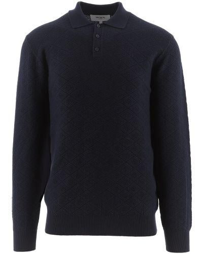 Wax London Oban Long Sleeve Polo Shirt - Blue