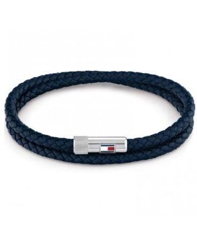 Tommy Hilfiger Leather Wrap Bracelet - Blue