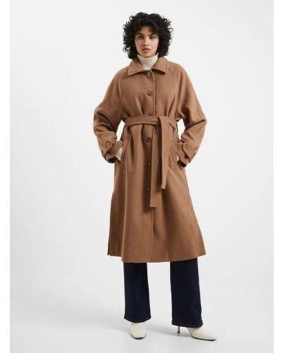 French Connection Tobacco Fawn Felt Coat - Brown