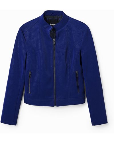 Desigual Suede-effect Jacket - Blue