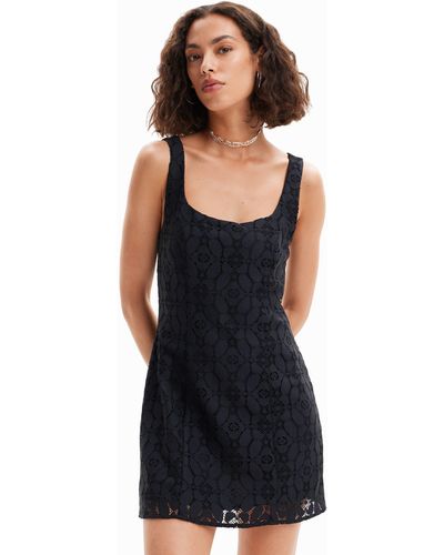 Desigual Short Lace Dress - Black