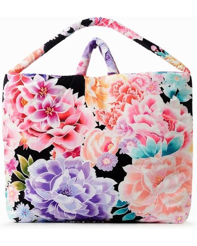 Desigual Floral Oversized Handbag - Pink