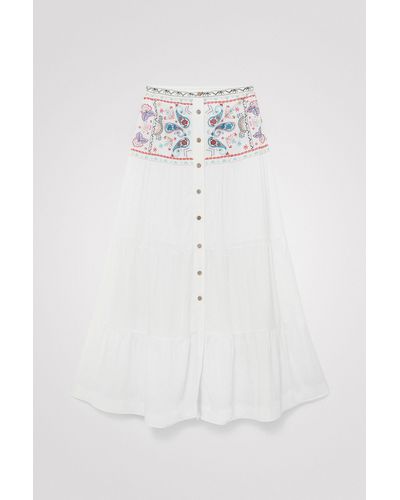 Desigual Long Paisley Skirt - White