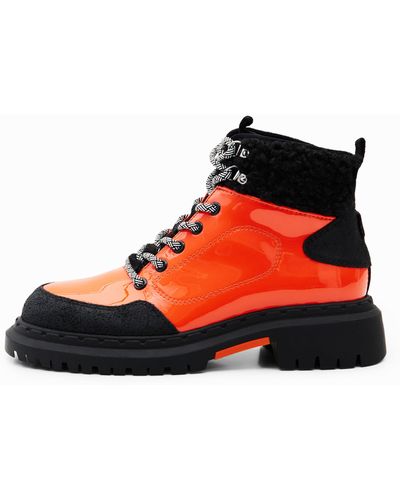 Desigual Lace-up Trekking Boots - Red