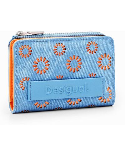 Desigual S Die-cut Floral Wallet - Blue