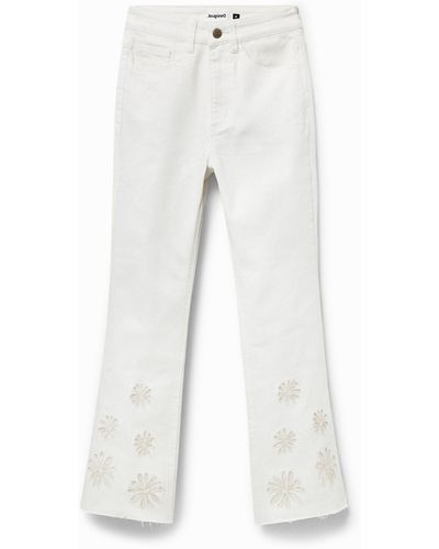 Desigual Flared Cropped Jeans - White