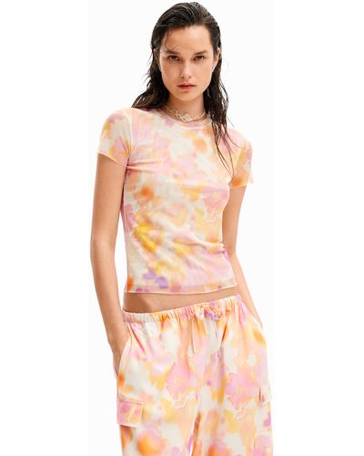 Desigual Out-of-focus Tulle T-shirt - Pink