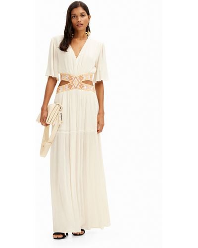 Desigual Long Cut-out Dress - White
