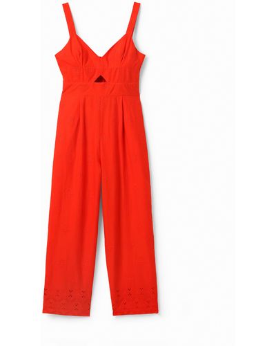 Desigual Long Embroidered Strappy Jumpsuit