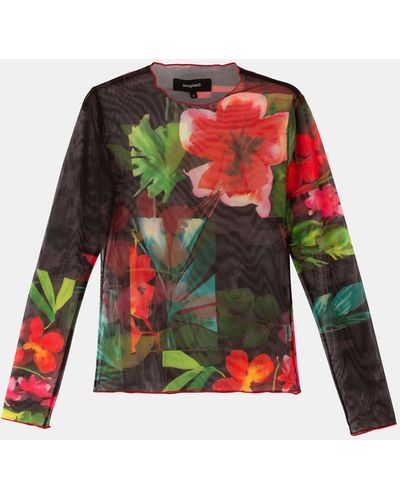 Desigual Floral Tulle T-shirt - Red