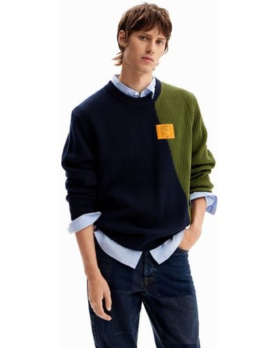 Desigual Two-tone Combination Sweater - Blue