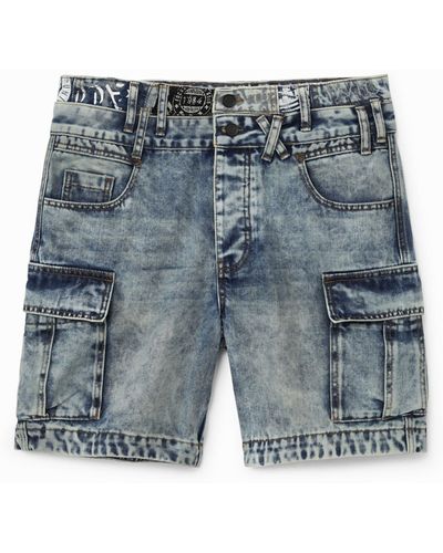Desigual Short Cargo Trousers Denim - Blue