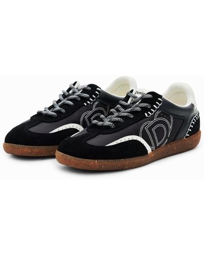 Desigual Retro Split Leather Sneakers - Black