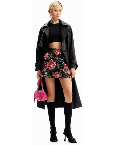 Desigual M. Christian Lacroix Pink Sequin Mini Skirt - Black