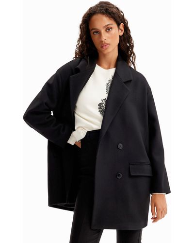 Desigual M. Christian Lacroix Double-breasted Wool Coat - Black