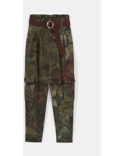 Desigual Floral Cargo Trousers - Green