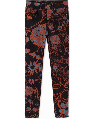 Desigual Skinny Floral Trousers - Multicolour