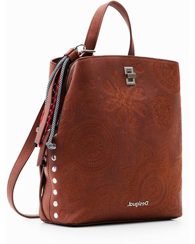 Desigual Small Leather Effect Backpack - Red