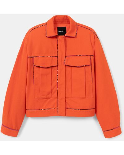 Desigual Jacket Printed Piping - Orange