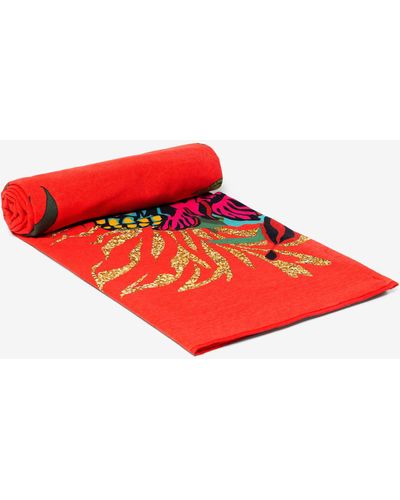 Desigual Red Floral Towel-sarong Tropical