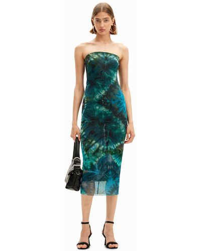 Desigual Sheath Dress With Cool Floral Print. - Green