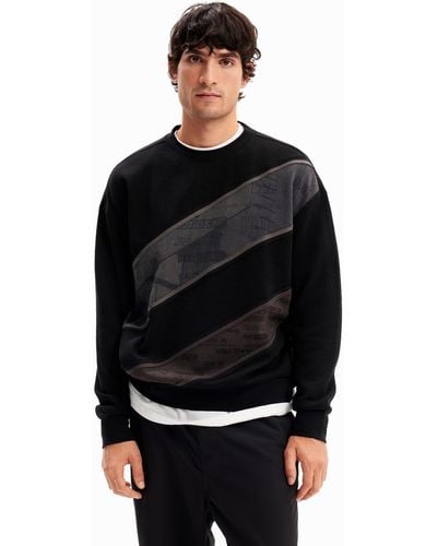 Desigual Patchwork Message Sweatshirt - Black