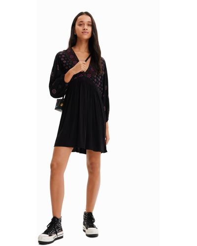 Desigual -print Short Dress - Black