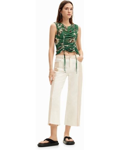 Desigual Two-tone Cropped Trousers - White