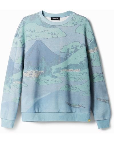 Desigual Japanese Landscape Sweatshirt - Blue