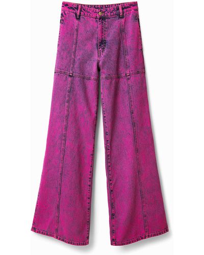 Desigual Maitrepierre Wide-leg Acid Wash Jeans - Purple