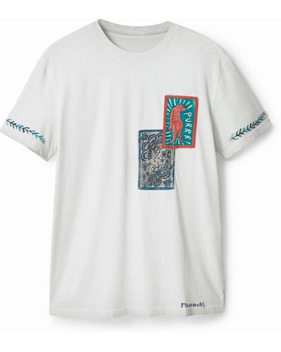 Desigual Print And Patch T-shirt - White