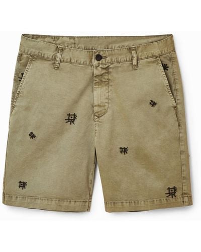 Desigual Embroidered Bermuda Shorts - Green