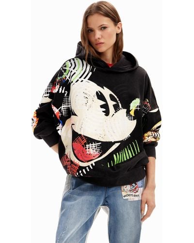 Desigual Oversize Mickey Mouse Hoodie - Grey