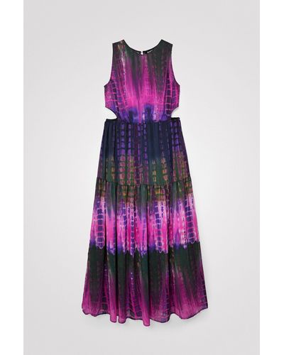 Desigual Tie-dye Cut-out Dress - Purple