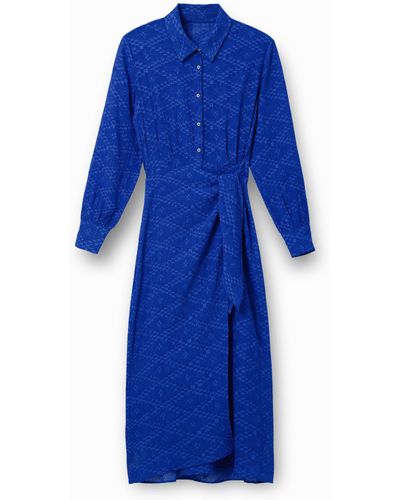 Desigual Midi Wrap Dress - Blue