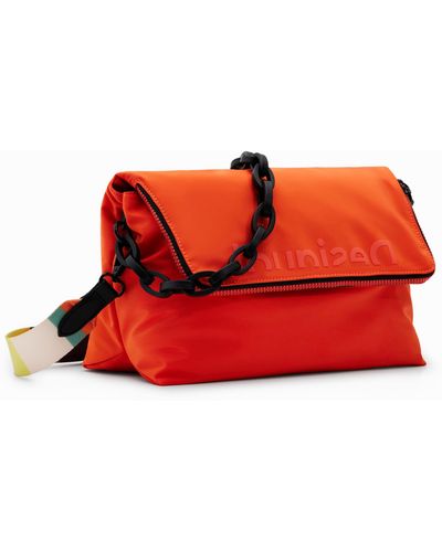 Desigual Large Plain Lightweight Crossbody Bag - Red