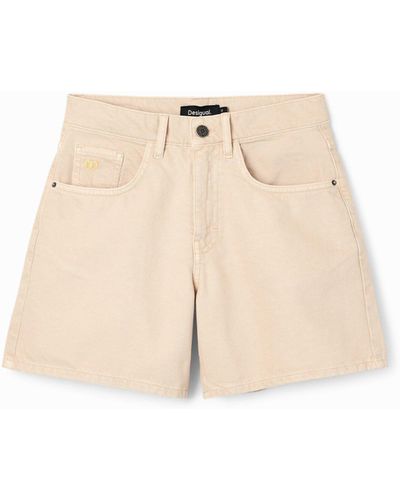 Desigual Plain Denim Shorts - Natural