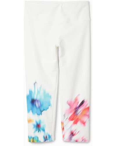 Desigual Sport Floral Cropped leggings - White